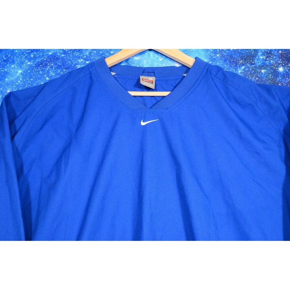 Vintage Nike Team Center Swoosh Windbreaker Men's XL Blue Lined‎ Travis Nylon